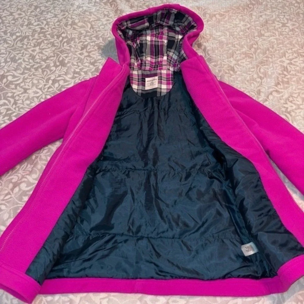 Old Navy Girls Magenta Pink Fleece Toggle Hooded Coat Jacket‎ Size Large (C10)